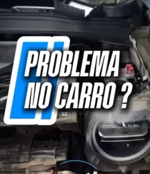 Publicação da Júnior Car com a pergunta “Problema no carro?” sobre a imagem de um motor