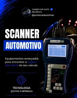 Publicação da Júnior Car sobre scanner automotivo: equipamentos para encontrar a origem das falhas do veículo